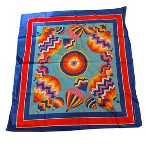 Vintage‎ Wamcraft Hot Air Balloon Bandana 50/50 Poly Cotton Blend USA Made Bold